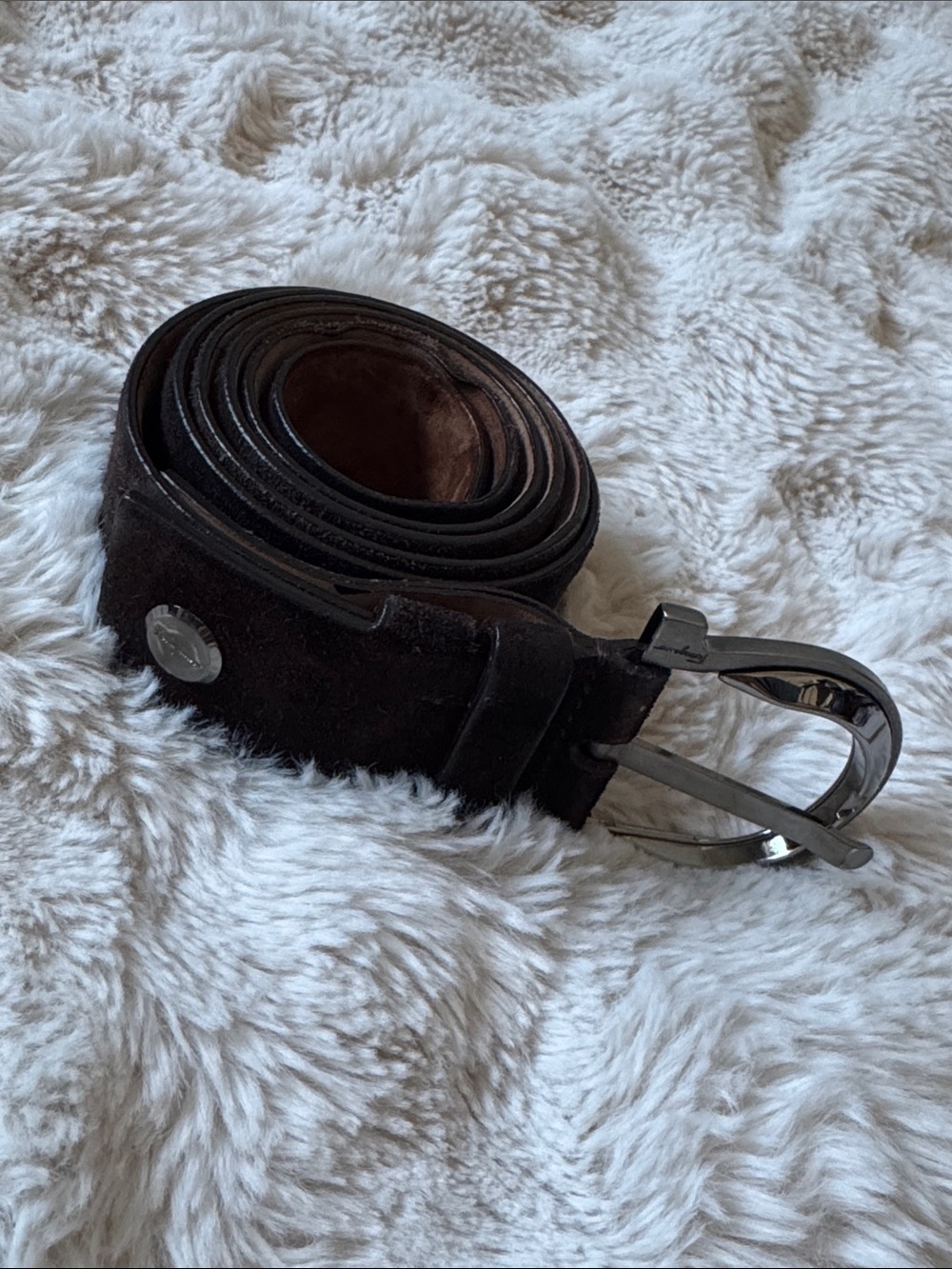Salvatore Ferragamo Dark Brown Suede Belt